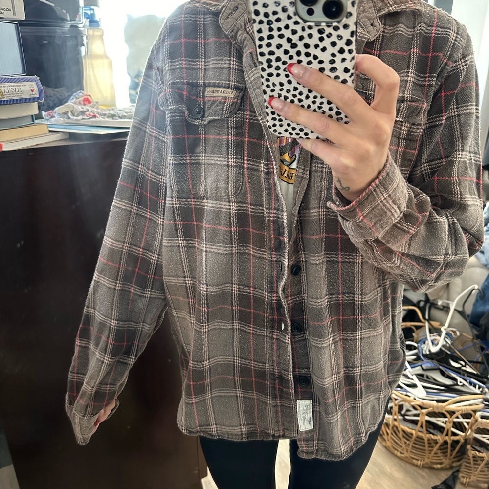 Plaid field and stream top